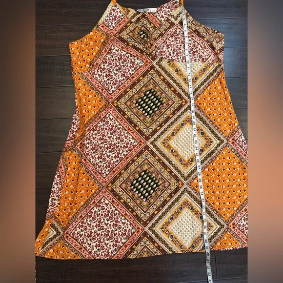 Vintage Patchwork colorblock quilted retro plus size mini 90’s dress 100% cotton - Picture 4 of 13